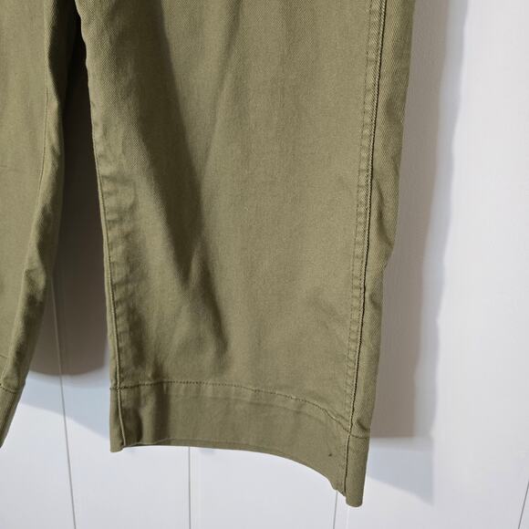 Quince Wide Leg Crop Pants Olive Green Army Green EUC Size 32 - Picture 5 of 10